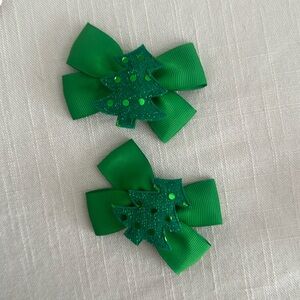 Christmas tree hair bow set